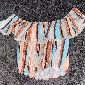 Off the Shoulder Striped Crop Top